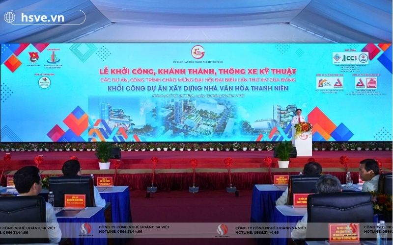 HSVE vinh dự cung câp thiết bị cho lễ khởi công dự án xây dựng nhà văn hoá thanh niên TP.HCM