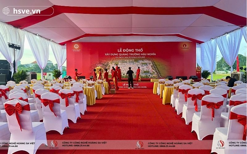 HSVE cung cấp âm thanh ánh sáng cho lễ động thổ xây dựng quảng trường Hậu Nghĩa