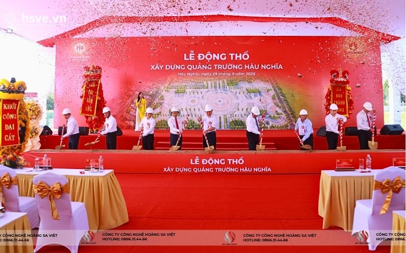 HSVE cung cấp âm thanh ánh sáng cho lễ động thổ xây dựng quảng trường Hậu Nghĩa