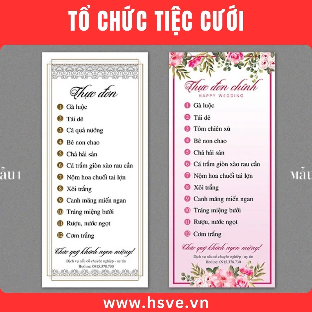 thực đơn đám cưới