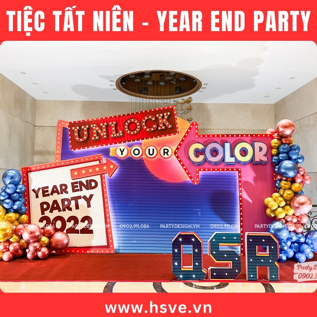 Trang trí bong bóng year end party